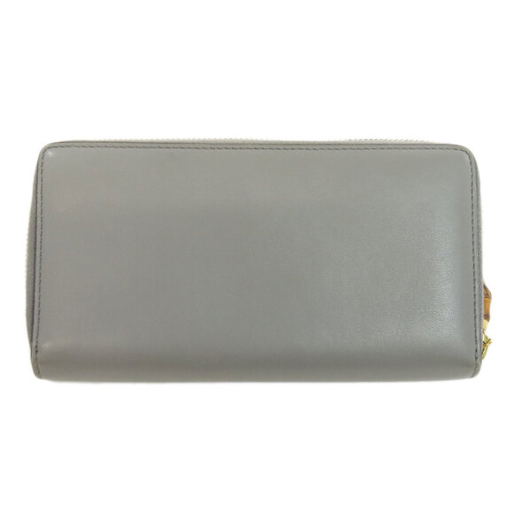 GUCCI Gray Leather Bamboo Wallet - Picture 2 of 11